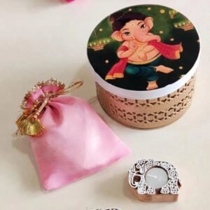 Round Metal Pichwai Box