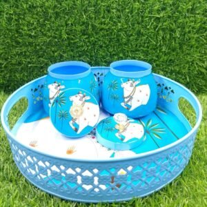 Pichwai Tray with Two Airtight Jars