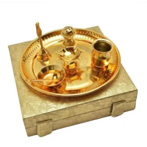 Brass German Gold Steel Pooja Thali