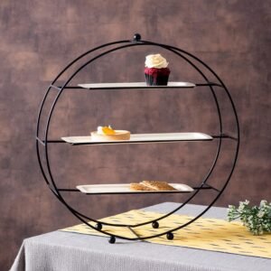 Round Black Metal Tiered Cupcake Stand 3 Tier Dessert Stand Cupcake Holder