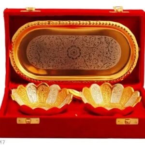 German Silver-Gold Plated Bowl Set