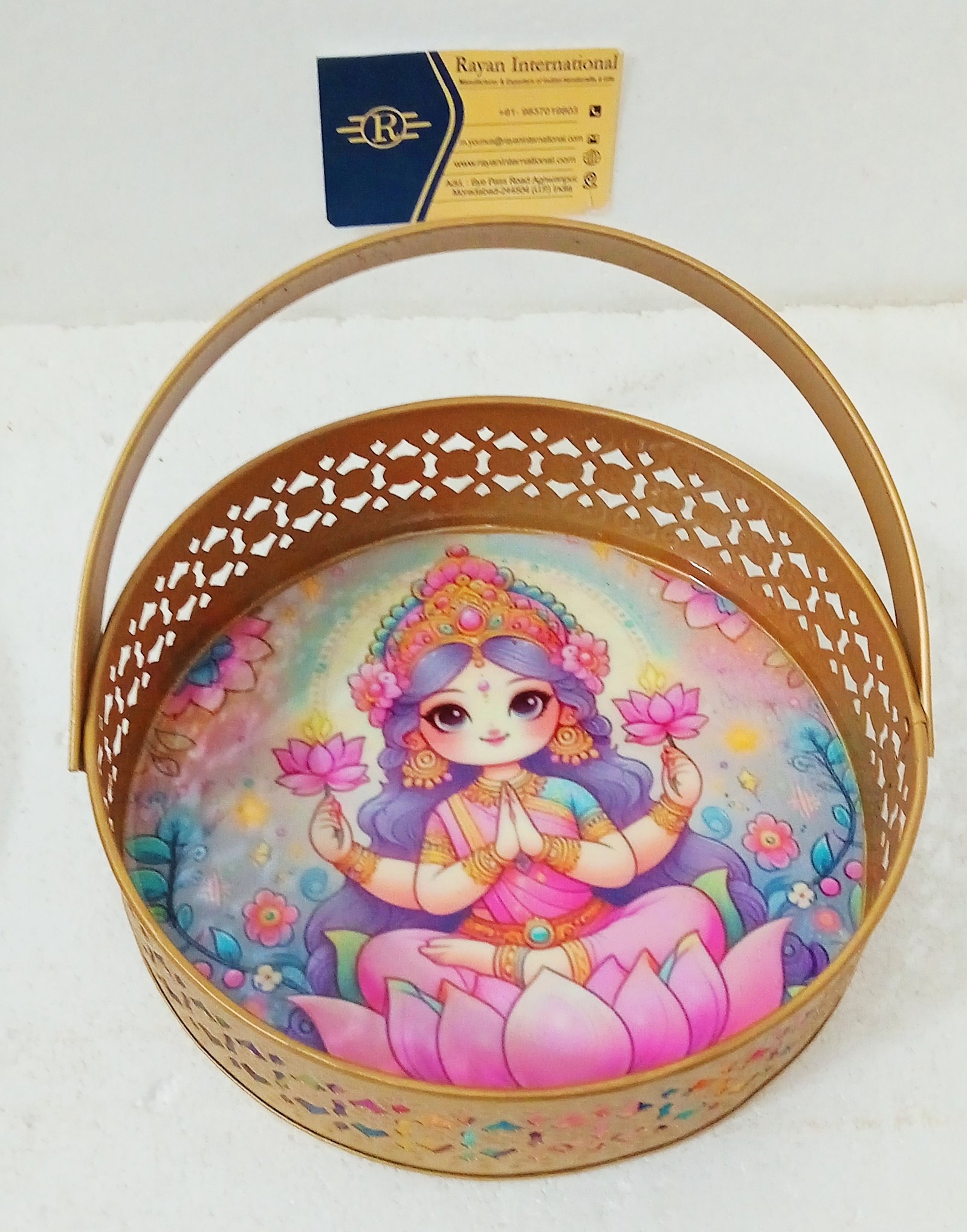Metal Gifting Pichwai Printed Tray For Wedding Gifts - Image 3