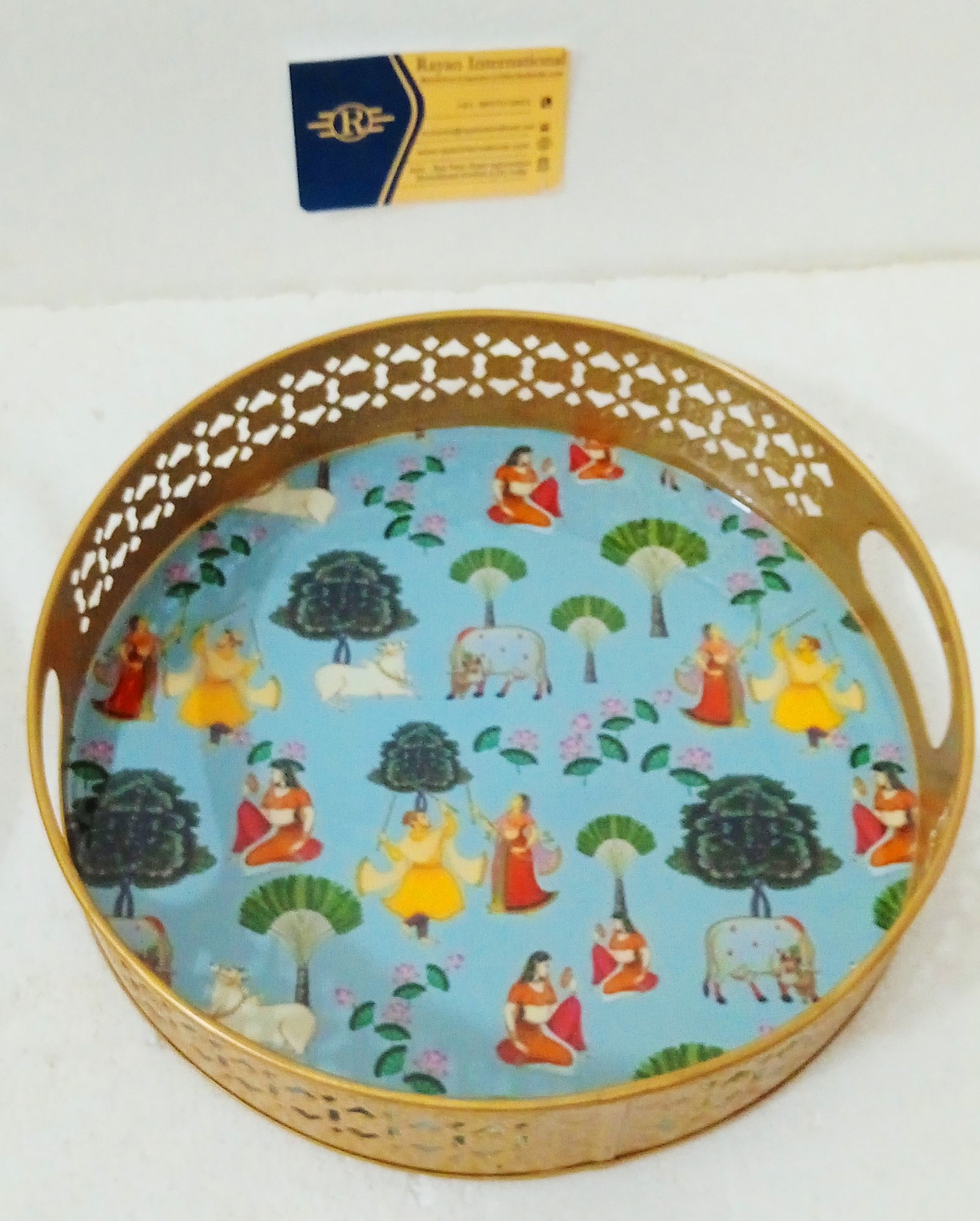 Metal Gifting Pichwai Printed Tray For Wedding Gifts - Image 5