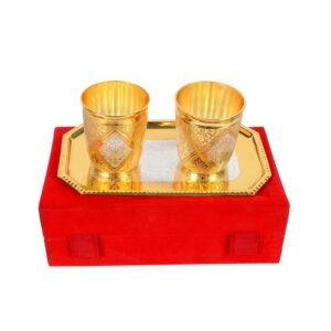 Brass Glass Set with Tray