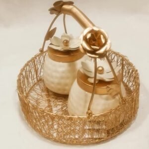 Round Iron basket with jar, For Home