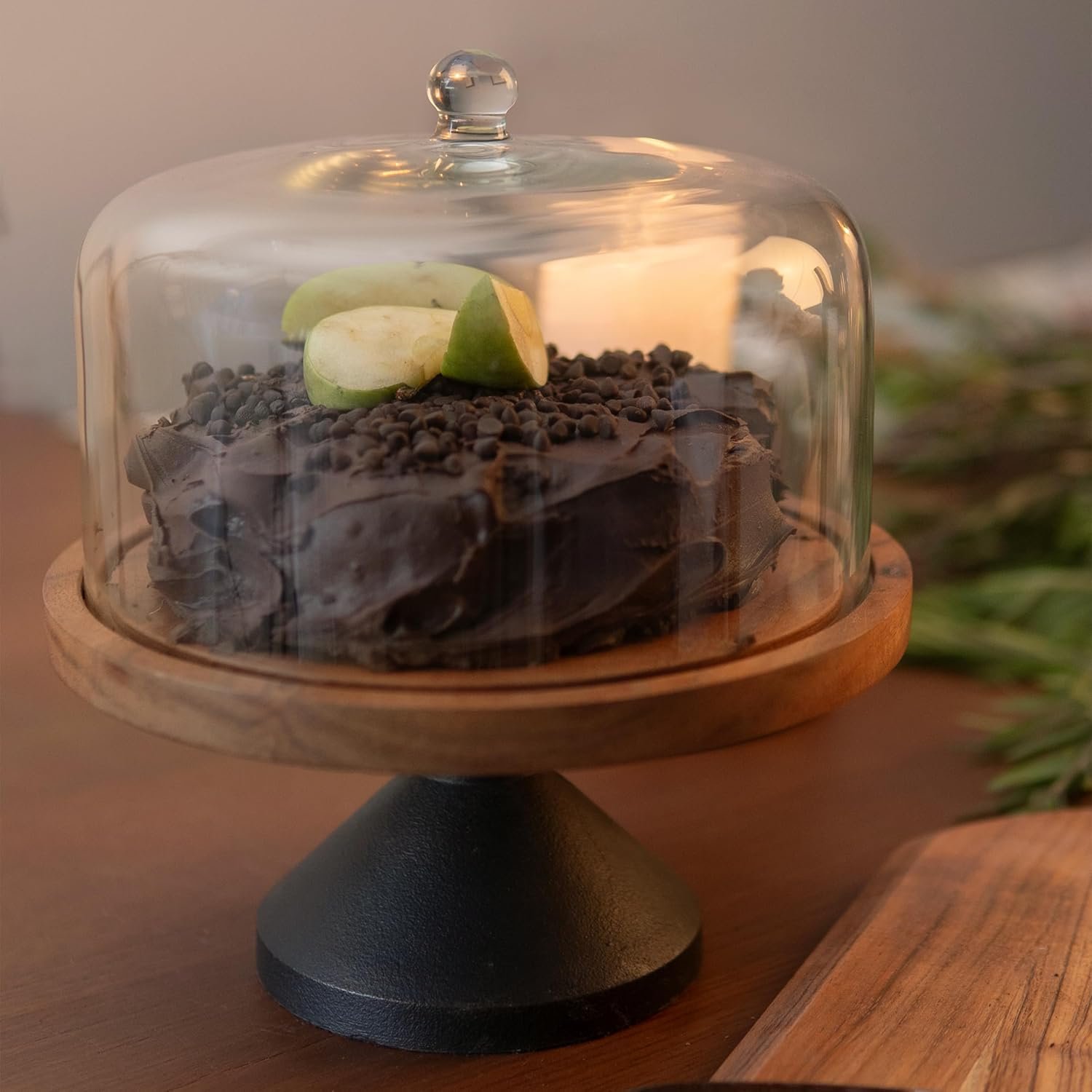 Wooden & Metal Pastry Holder with Dome Cover by rayan international