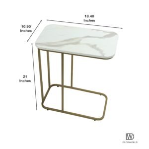 Modern Luxury Marble Finish Metal Side Table for Living Room & Bedroom