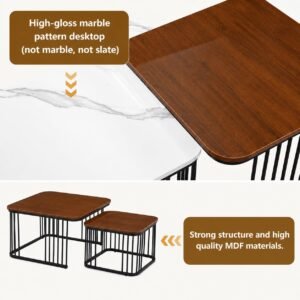 Rayan international Modern Wooden Nesting Coffee Table Set of 2 for Living Room