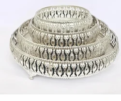 Silver Plated Tray Serving Set Pack of 4 Decorative Showpiece
